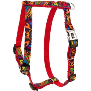 Dog harness barry king Picasso pattern polypropylene webbing 10 mm strap 25–40 cm red