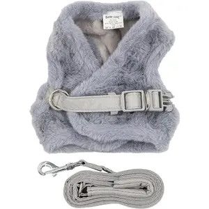 Dog/Cat Harness and Leash Set barry king BK-15830 — grey polyester, insulated, size S