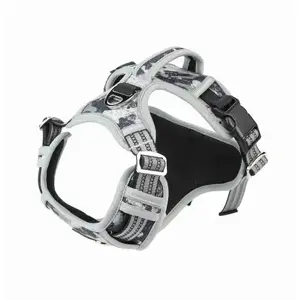 Dog Harness Barry King BK-18630 gray camo Oxford fabric size L — neck 43–60 cm, chest 47–86 cm