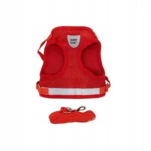 Dog harness and leash set Barry King BK-15815, red polyester, size XL, reflective elements