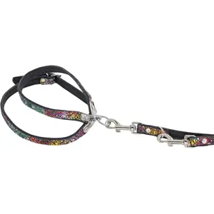 Leather Dog Harness Barry King BK-17921 — Size L-XL, Strap 16 mm × 55 cm, Floral Pattern