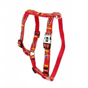 Dog Harness ZOLUX BK-18785, ethnic pattern, polypropylene webbing 25 mm, adjustable 70–90 cm, red