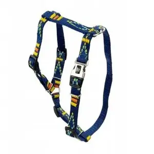 Dog Harness Barry King BK-18789, navy with ethnic pattern, polypropylene webbing 25 mm, adjustable 70–90 cm