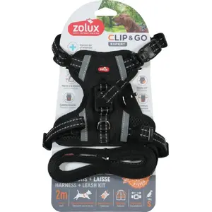 Набор шлейка и поводок ZOLUX CLIP&GO S для собак, черный, размер S