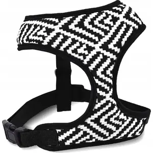 Dog harness barry king BK-17411, durable fabric, Aztec pattern, white-black stripes, neck up to 35 cm, chest 40–52 cm