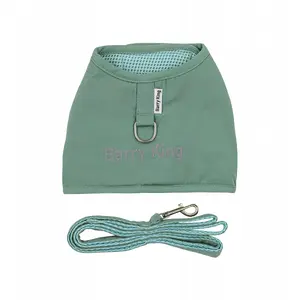 Dog harness and leash set barry king BK-15792, green nylon canvas, size XL