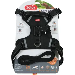 PETSTORY dog harness and leash set CLIP&GO L black — size L, harness + leash