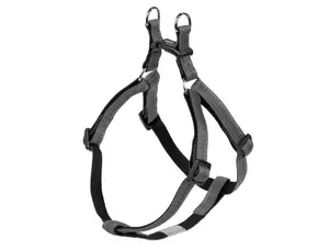 No‑pull dog harness Nobby Soft Grip M‑L — nylon, grey/black, chest 50–72 cm, strap 2 cm