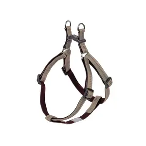 No-pull dog harness Nobby Soft Grip L-XL — nylon, chest 60–86 cm, strap 2.5 cm, brown/grey
