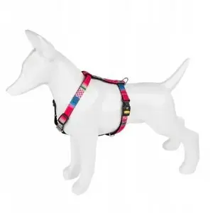 Dog Harness DINO BK-18616 mosaic pattern, 10 mm strap width, 40 cm length, red