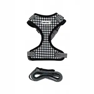 Leash and Harness Set Barry King BK-15818 for Dogs, Polyester, Size M, Black/White
