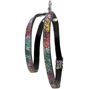 Leather Dog Harness Barry King SX-S — floral pattern, 12 mm width, 40 cm length