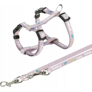 Trixie Junior puppy harness with leash, woven tape, adjustable 27–45 cm/10 mm, 2.00 m, lilac