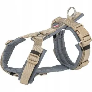 Dog trekking harness Trixie Premium S–M, chest 44–53 cm, strap width 20 mm, sand/graphite