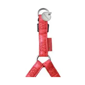 Leather adjustable dog harness ZOLUX Mac Leather 10 mm, red