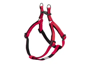 Pretvelkošanas ierīce suņiem Nobby Soft Grip L-XL — neilons, krūšu apkārtm. 60–86 cm, siksna 2,5 cm, sarkana