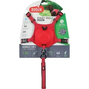 Dog harness with retractable leash ZOLUX Easyride XS — size XS, red