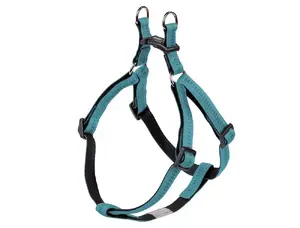No-pull dog harness Nobby Soft Grip S-M — nylon, chest 40–56 cm, strap 1.5 cm, turquoise
