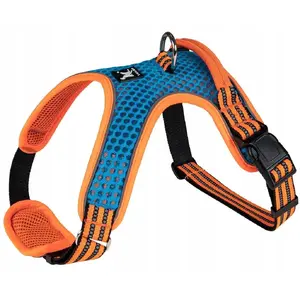 Dog Harness Barry King XL reflective blue-orange with neck pad, neck 66–92 cm, chest 74–121 cm