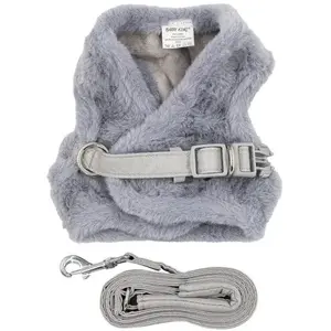 Dog/Cat Harness and Leash Set Verk size L, grey polyester, insulated
