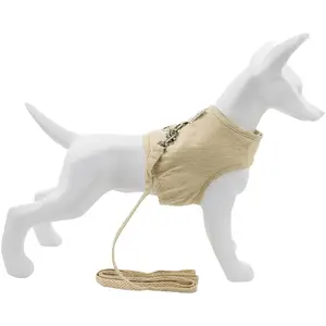 Dog harness and leash set Kontext BK-15788, ecru nylon canvas, size XL