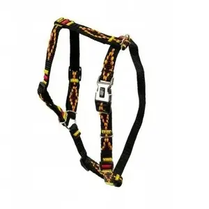 Dog Harness Barry King BK-18780, ethnic pattern, polypropylene webbing 20 mm, adjustable 50–80 cm, black