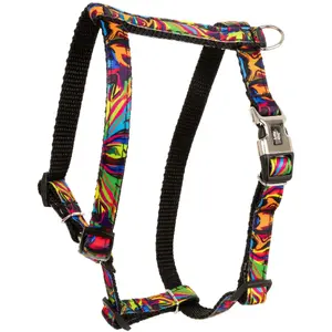 Dog harness barry king Picasso pattern polypropylene webbing 25 mm strap 70–90 cm black