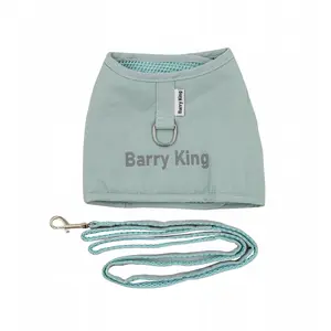 Dog harness and leash set Barry King BK-15796 — blue nylon canvas, size XL
