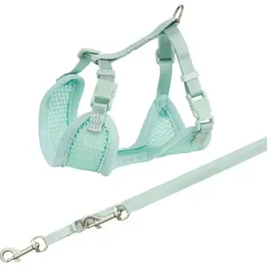 Soft Puppy Harness with Leash Trixie Junior, size 26–34 cm neck, 10 mm width, 2.00 m leash, mint