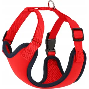DINGO pet no‑pressure harness XS 1.5 cm width, 25–35 cm chest, red‑navy
