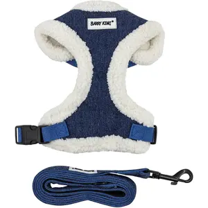 Dog harness and leash set Kontext BK-15821, blue denim, size M