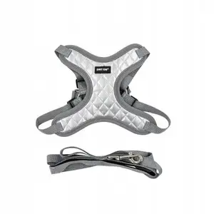 Dog Harness and Leash Set, barry king, size S — nylon/PU harness, leash length 1.45 m, silver