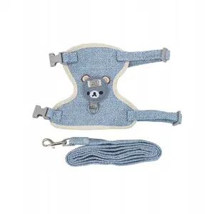 Pet leash and harness set Barry King BK-15750, size M, blue, polyester/cotton, leash 1.2 m