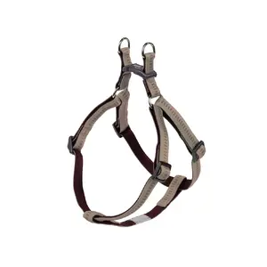 No-pull dog harness Nobby Soft Grip XS-S — nylon, chest 30–40 cm, strap 1 cm, brown/grey