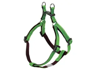 No-pull dog harness Nobby Soft Grip S-M — nylon, chest 40–56 cm, strap 1.5 cm, brown/green