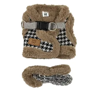 Dog harness and leash set Kontext BK-15779, brown, polyester/cotton, insulated, size M