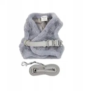 Harness and Leash Set for Dog/Cat by barry king, Gray, Polyester, Insulated, Size XXS