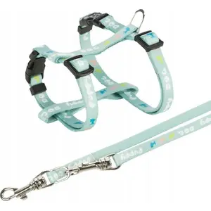 Harness and leash set Trixie Junior for puppies, nylon tape 27–45 cm/10 mm harness, 2.00 m leash, mint