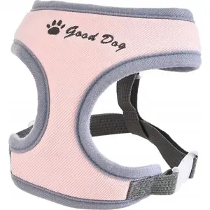 Dog harness Barry King BK-15729, adjustable 28–41 cm, grey/pink