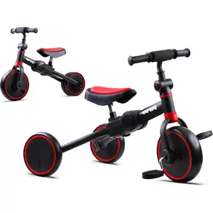 Trīsrite Tiny Bike SP0663 — 3‑1 trīsritenis, kokaļas / balanss velosipēds, sarkans