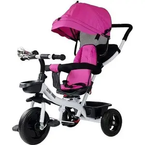 Trīsritenis LEAN Sport PRO300 rozā ar rokturi un riņķi — modelis 7676