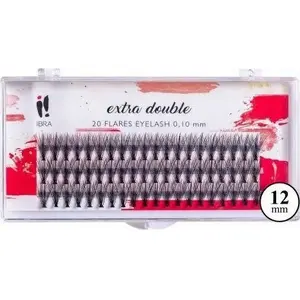 False eyelash clusters Ibra Extra Double C 0.10 mm, length 12 mm, pack of clusters