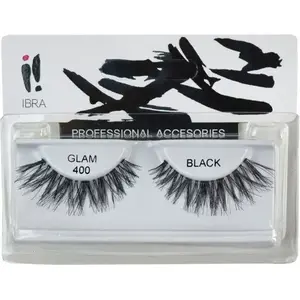 Strip false eyelashes Ibra Glam 400 Black — reusable synthetic lash strip, full-volume effect