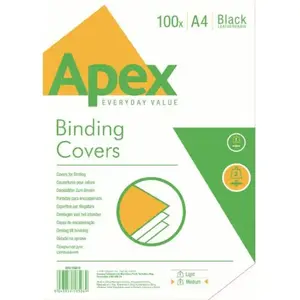 Fellowes APEX Medium A4 Leather-Like Presentation Covers, Black — 100 pcs (6501001)