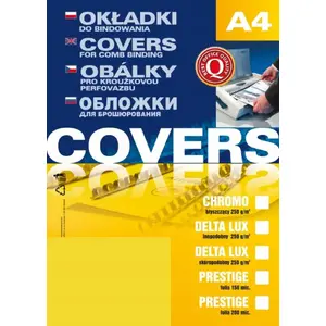 Binding cardboard ARGO DELTA 407075 A4 imitation-leather, yellow, pack of 25