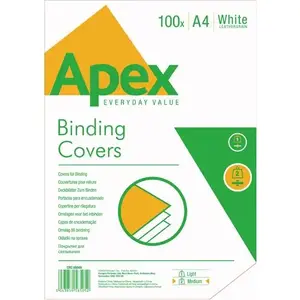Fellowes APEX Medium A4 White Leather-Look Covers, 100 pcs (6500901)