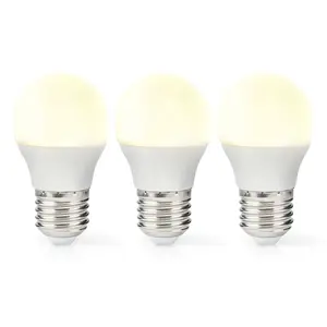 LED spuldze Nedis LBE27G452P3 — E27, 4.9 W, 470 lm, silti balta 2700 K, CRI 80