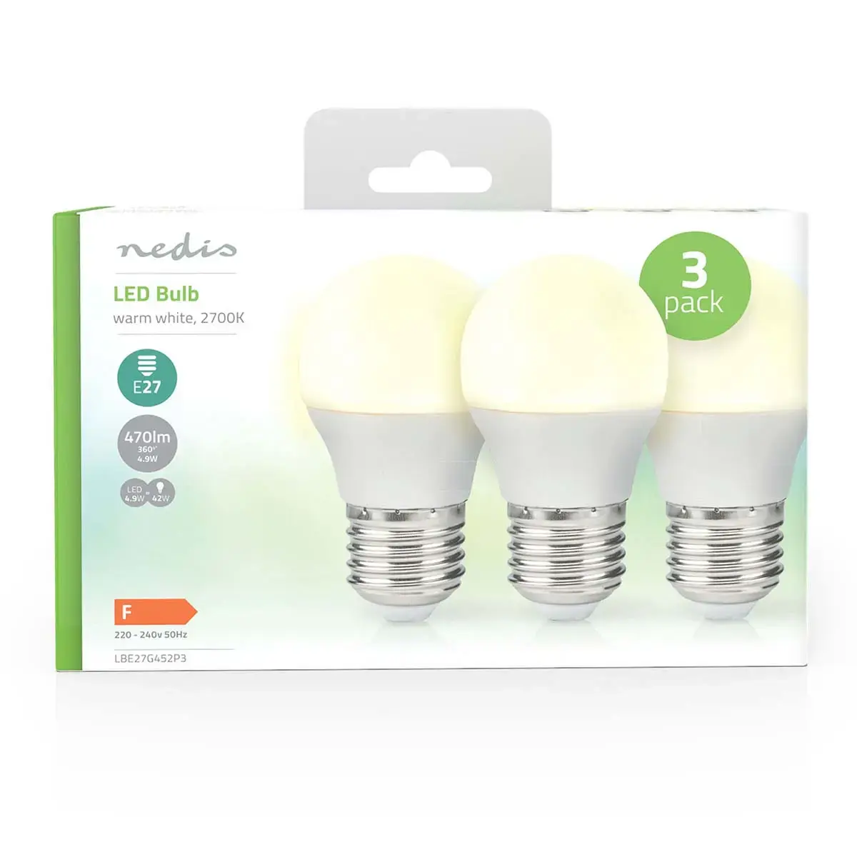 LED spuldze Nedis LBE27G452P3 E27 4.9 W Photo 3