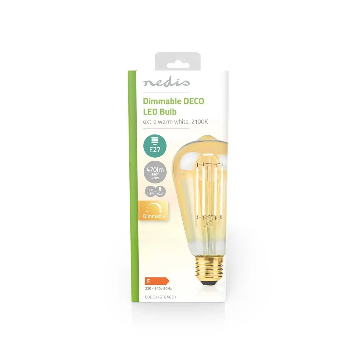 Лампа LED Nedis LBDE27ST64GD1 E27 4.9Вт 2100К Photo 3