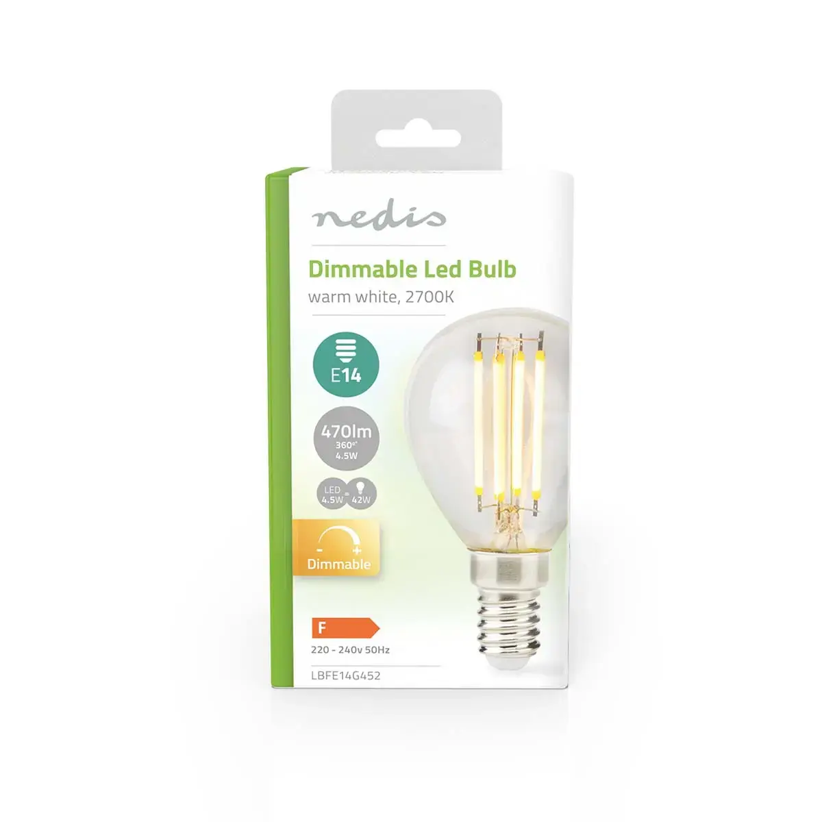 LED лампа Nedis LBFE14G452 E14 4.5W 2700K Photo 3